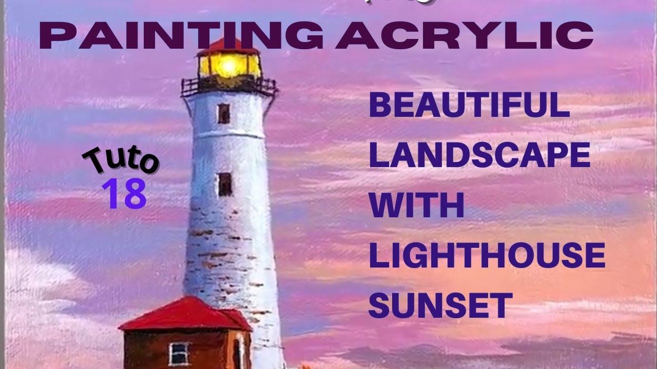 Great Landscape With Lighthouse Sunset / Drawing And Coloring By Step ...