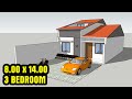 A132_HOUSE MODEL DESIGN || 8.00 x 14.00 || 3 BEDROOM