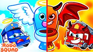 Angel Vs Demon Potty Challenge 😇😈 Potty Training with RoboSquad | RoboSquad Kids Cartoon