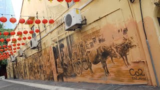 Kuala Lumpur Street Art Mural Life in Old KL off Jalan Petaling Lorong Petaling 2 Lane CO2