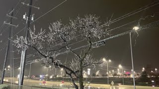 Ice forming on trees causing power outages
