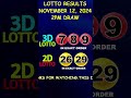 Lotto Result November 12, 2024 2pm Draw #shorts