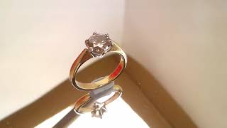 Stunning 18ct gold 1.1ct Brilliant fancy PINK Brown solitaire diamond ring