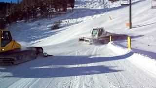 Bombardier snow cats at Sun Valley Idaho grooming Seattle Ridge