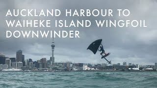 47km wingfoiling downwinder - Auckland Harbour to Waiheke Island, New Zealand.