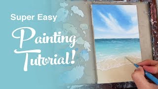 SUPER EASY Painting Tutorial - Ocean painting with oils for beginners