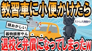 【2ch面白いスレ】自動車学校厳しくされたから教習車にオシッコかけたら警察沙汰になって退校した・・・・【ゆっくり解説】