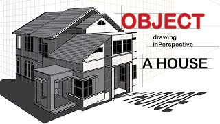 OBJECT DRAWING IN ADOBE ILLUSTRATOR PERSPECTIVE GRID | OBJECT : A HOUSE | 2 POINT PERSPECTIVE