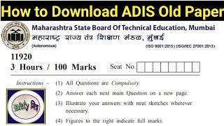 ADIS MSBTE Old Paper II How to Download ADIS Previous Paper II ADIS MSBTE Solved Question Answer