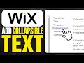 How To Add Collapsible Text in WIX Website (2025)