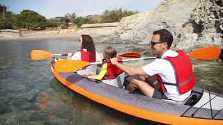 Kayak Inflable Canoa de Travesía Tribord Itiwit 3 Plazas Naranja Piragüismo