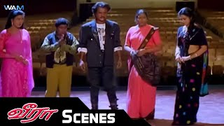 நீங்க அவனோட வாழ முடியும் | Veera Movie Scenes | Rajinikanth | Roja | Meena | WAM India Tamil