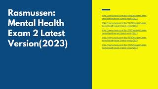 Rasmussen: Mental Health Exam 2 Latest Version(2023)