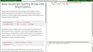 Basic JavaScript Quoting Strings with Single Quotes free code camp Dani