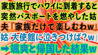 【スカッとする話】家族旅行でハワイに到着すると、突然パスポートを燃やされた私。夫「家族だけで楽しんでくるw」義母「大使館にでも泣きつけw」→私が颯爽と帰国した結果w【感動する話】