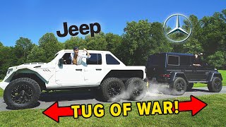 6x6 Jeep vs Mercedes G550 4x4 Squared - TUG OF WAR!