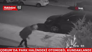 Çorum'da park halindeki otomobil kundaklandı