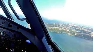 Flight deck landing at Guernsey onboard an Aurigny.com ATR07