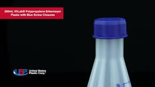 250mL VitLab® Polypropylene Erlenmeyer Flasks with Blue Screw Closures | U.S. Plastic Corporation®