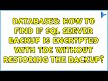 Databases: How to find if SQL server backup is encrypted with TDE without restoring the backup?