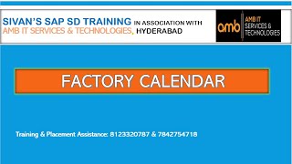 SAP Factory Calendar SCAL | Sivan's SAP SD Training