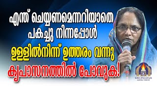 എന്ത് ചെയ്യണമെന്നറിയാതെ പകച്ചു നിന്നപ്പോൾ ഉള്ളിൽനിന്ന് ഉത്തരം വന്നു : കൃപാസനത്തിൽ പോവുക!