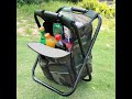 Folding Camping Chair Stool Backpack with Cooler Insulated Picnic Bag