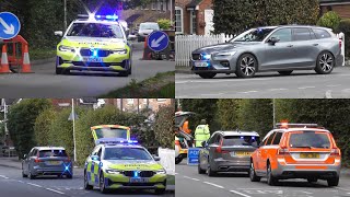 Unmarked and marked Thames Valley Police cars respond to a Serious collision