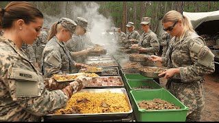How US Military Cooks Feeding 1000s of Soldiers During Crazy Rush Hour in Forest