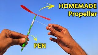 how to make propeller at home , how to make flying  helicopter , propeller helicopter using pen