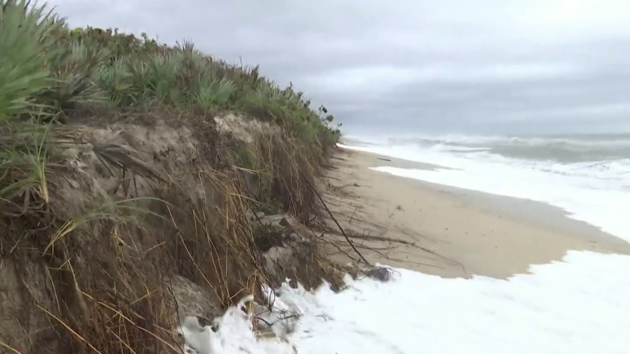 Brevard Beach Renourishment Project Paused Amid Stormy Weather - YouTube