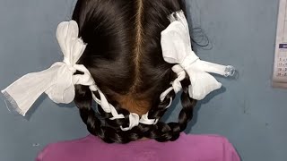 Different  Rettai jadai hairstyle for school students.../Double braids hairstyle for school students