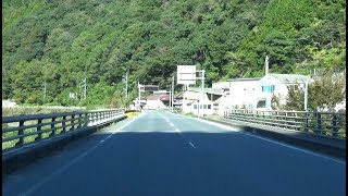 【車窓】国道434号、錦町の出合橋　（岩国市 2024.11.9)