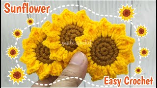 วิธีถักไหมพรม ถักดอกทานตะวัน แบบที่ 2 How to Crochet Sun Flowers No.2 | Easy Crochet for Beginner.