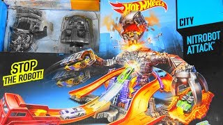 Hot Wheels Nitrobot Attack Rescue Cars From Attacking Robot