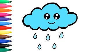 Draw Cloud and Rain for kids | mudah untuk menggambar | الرسم للأطفال | Для детей
