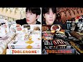 ASMR MUKBANG | White VS Black FOOD JELLY CANDY Desserts (Noodles Jelly, chocolate) Convenience store