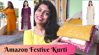 Amazon Festive Branded Kurti Haul Starting @Rs 375/- || Indya , Aurelia , Max Festive Kurti Haul