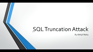 SQL Truncation Attack Video