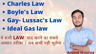 Charle's Law|Boyle's Law|Gay- Lussac's Law|Ideal Gas Law |Trick to learn in Hindi |@rasayanclasses