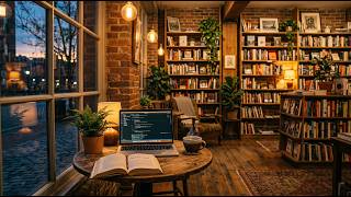 Cozy Bookstore Cafe Coding ☕📖 Warm Lofi for Deep Focus Evenings