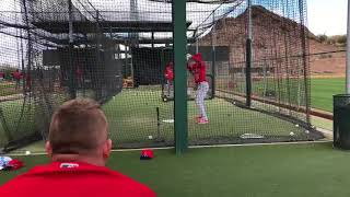 Mike Trout watched Shohei Ohtani during his batting cage session