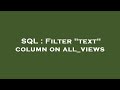 SQL : Filter 