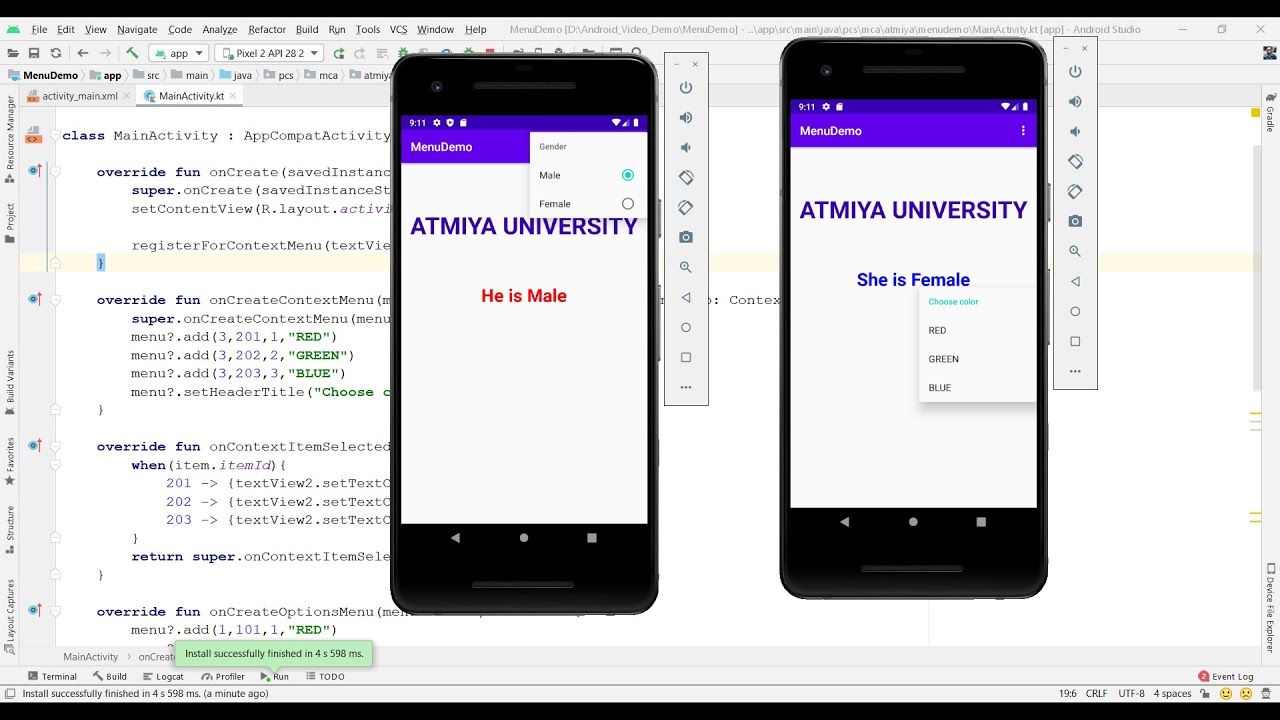 Menus Optionmenu And Contextmenu In Android Youtube