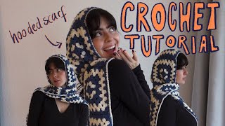 Hooded scarf crochet tutorial || Beginner friendly scoodie