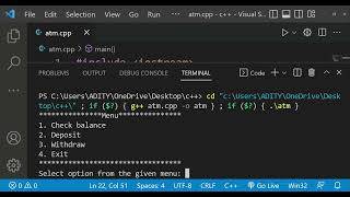 ATM Application in C++ --- PROGRAMMING | VS Code