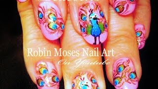 DIY FUN Pink Peacock Nails | Cute Bird Nail Design Tutorial