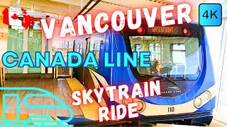 🚄 VANCOUVER, CANADA 🇨🇦 – SKY TRAIN – CANADA LINE – WATERFRONT TO YVR AIRPORT – 4K RIDE