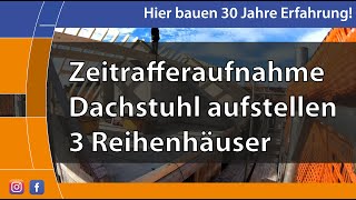 Zeitrafferaufnahme Dachstuhl aufstellen 🏗🏡 #Neubau #Dach #Bauträger