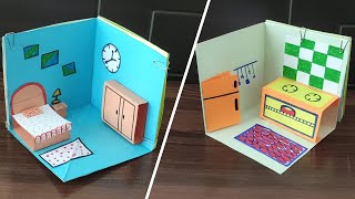 Paper House | DIY Miniature Paper Home | mini House with bedroom, kitchen, drawing room and bathroom